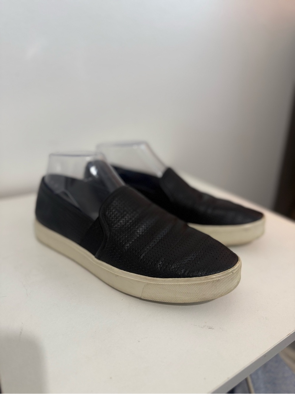 Vince  Black Perforated Slip-On Casual Loafers